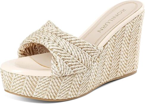 Espadrille Slip On Wedge Sandals Summer Platform Wedges Mule Slide | Open Toe, High Heel, Mules, Beach, Raffia Slides in Kuwait