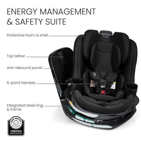 Britax Galaxy360 Slim Rotating Convertible Car Seat — Raven Black | 2-in-1 Rotating Car Seat for Infants & Toddlers, 360 SwivelSmooth Steel Ring, Extended Rear Facing, ClickTight Installation in Saudi Arabia