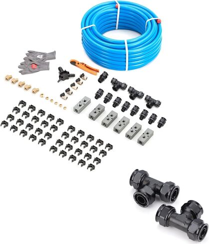 Air Compressor Accessories Kit 1/2" x 200 ft HDPE Aluminum Compressed Shop Air Line Kit and 2 Pack 1/2 inch Air System Piping Fittings Equal Tee Fitting in Saudi Arabia