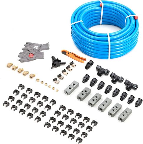 Air Compressor Accessories Kit 1/2" x 200 ft HDPE Aluminum Compressed Shop Air Line Kit and 2 Pack 1/2 inch Air System Piping Fittings Equal Tee Fitting in Saudi Arabia