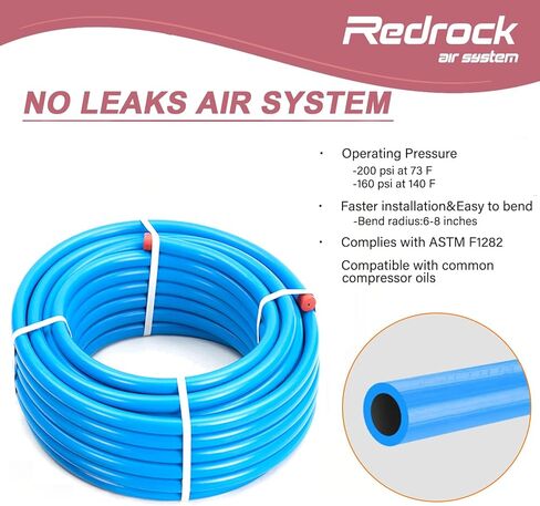 Air Compressor Accessories Kit 1/2" x 200 ft HDPE Aluminum Compressed Shop Air Line Kit and 2 Pack 1/2 inch Air System Piping Fittings Equal Tee Fitting in Saudi Arabia