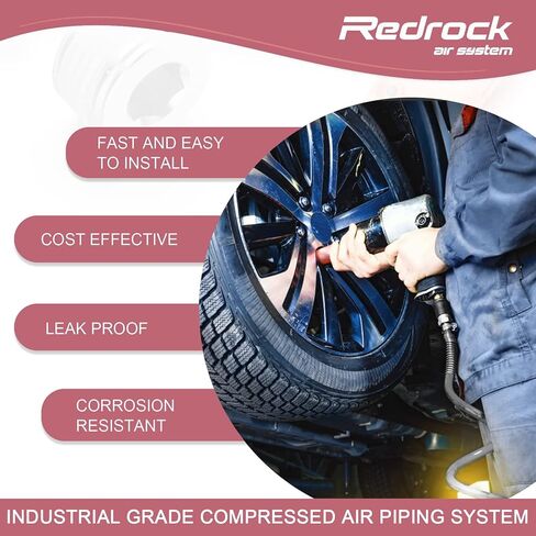 Air Compressor Accessories Kit 1/2" x 200 ft HDPE Aluminum Compressed Shop Air Line Kit and 2 Pack 1/2 inch Air System Piping Fittings Equal Tee Fitting in Saudi Arabia