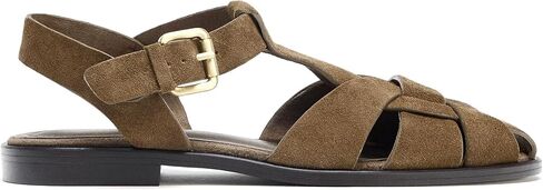 Flat Sandals for Women Closed Round Toe Ankle Buckle Strap Comfortable Casual Flat Fisherman Sandals in Saudi Arabia