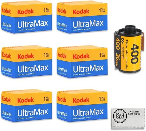 Kodak UltraMax 400 Color Negative 35mm Roll Film (36 Exposures) | 6 Rolls (216 Total Exposures) + Microfiber Cloth in Saudi Arabia