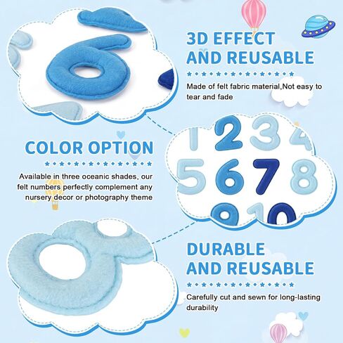 Felt Baby Monthly Milestone Numbers 3D Under the Sea Growth Tracker Photo Props Baby Announcement Sign Welcome Newborn Boy First Year Calendar Reusable for Birthday Party Decor in Saudi Arabia