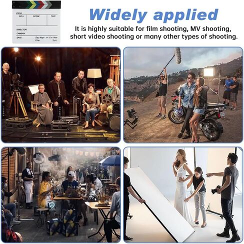 Acrylic Movie Film Clapboard, 12 x 10in Video Movie Clapboard ​with 2 Whiteboard Marker, Mo-Vie Theme Party Decorations(White, Black) in Kuwait