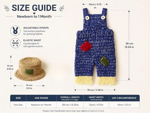 Newborn Photography Props, Crochet Farmer Outfit | Newborn photography outfit, Farmer theme, crochet construction, overalls, hat included, 0-1 Months in Saudi Arabia