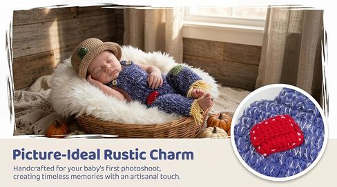 Newborn Photography Props, Crochet Farmer Outfit | Newborn photography outfit, Farmer theme, crochet construction, overalls, hat included, 0-1 Months in Saudi Arabia