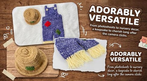 Newborn Photography Props, Crochet Farmer Outfit | Newborn photography outfit, Farmer theme, crochet construction, overalls, hat included, 0-1 Months in Saudi Arabia