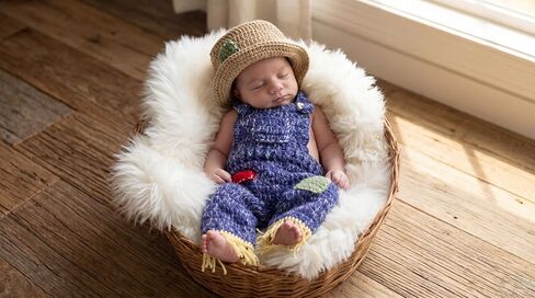 Newborn Photography Props, Crochet Farmer Outfit | Newborn photography outfit, Farmer theme, crochet construction, overalls, hat included, 0-1 Months in Saudi Arabia