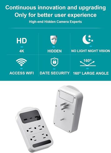 2026 Upgraded 4K Hidden Camera with Night Vision,Wireless WiFi Wall Outlet Camera,Motion Detection|SD Storage Indoor Camera for Pet|Home|Office (White) in Saudi Arabia