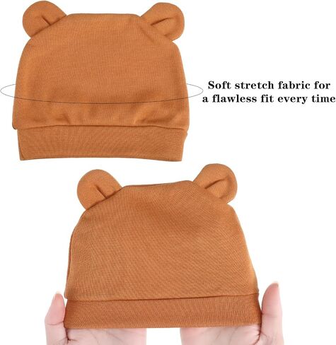 6 Pcs Baby Newborn Bear Ears Hats, Newborn Toddler Soft Beanie Hat for Unisex Infant Boys Girls 0-24 Months Soft Breathable Cute Bear Caps for Dolls Pets, 6 Styles in Kuwait