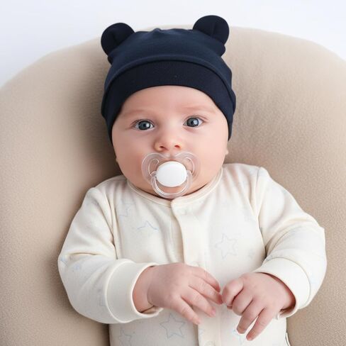 6 Pcs Baby Newborn Bear Ears Hats, Newborn Toddler Soft Beanie Hat for Unisex Infant Boys Girls 0-24 Months Soft Breathable Cute Bear Caps for Dolls Pets, 6 Styles in Kuwait