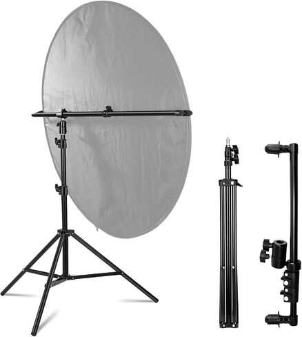 Extendable Reflector Holder Arm with 78.7"/2m Tripod Light Stand, Photo Telescopic 25.5" to 47.2" Boom Arm 360° Swivel Reflector Bracket for Product Portrait Studio Outdoor Photography in Saudi Arabia