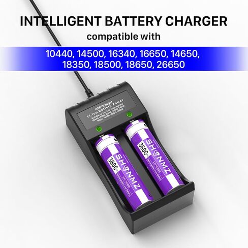 4 Pack 3.7V Rechargeable Battery Set with 2 Bay USB Charger | for Led Flashlight, Camera, Small Fan, Sound Equipment etc. in Saudi Arabia