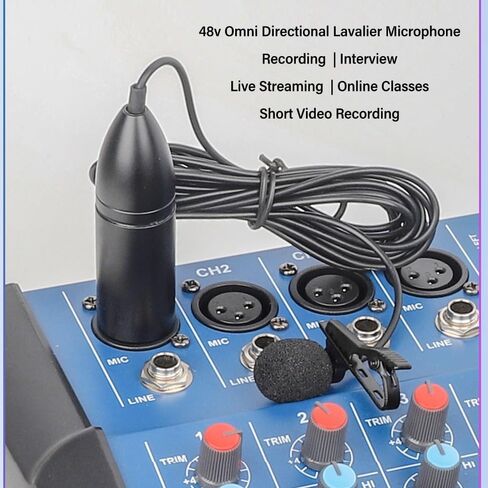 9.84ft 3 Pin XLR Lapel Lavalier Microphone 48V Phantom Power Omni Directional Noise Reduction Aluminum Alloy Mic for Recording Interview in Saudi Arabia