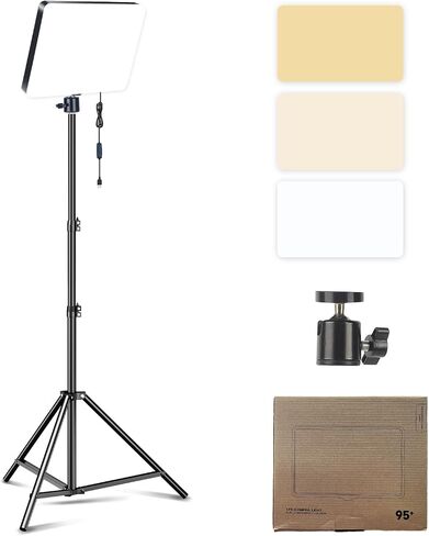 NWV LED Video Light Kit with Tripod Stand, 2700K-5500K Dimmable LED Panel Light, CRI 95+, 0-100% Brightness Adjustable, Portable Photography Lighting for Live Stream, Video Recording, Vlog in Kuwait