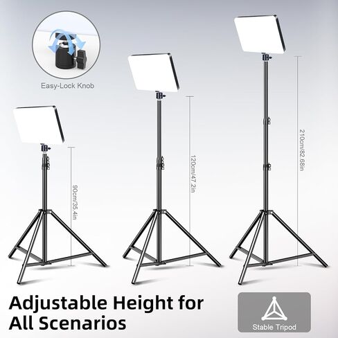NWV LED Video Light Kit with Tripod Stand, 2700K-5500K Dimmable LED Panel Light, CRI 95+, 0-100% Brightness Adjustable, Portable Photography Lighting for Live Stream, Video Recording, Vlog in Kuwait