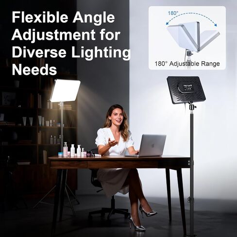 NWV LED Video Light Kit with Tripod Stand, 2700K-5500K Dimmable LED Panel Light, CRI 95+, 0-100% Brightness Adjustable, Portable Photography Lighting for Live Stream, Video Recording, Vlog in Kuwait
