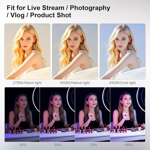 NWV LED Video Light Kit with Tripod Stand, 2700K-5500K Dimmable LED Panel Light, CRI 95+, 0-100% Brightness Adjustable, Portable Photography Lighting for Live Stream, Video Recording, Vlog in Kuwait