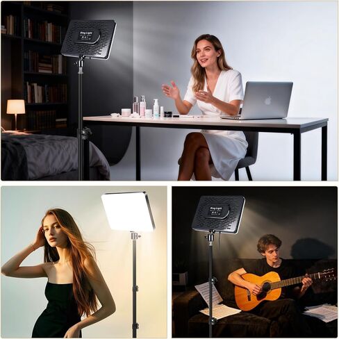 NWV LED Video Light Kit with Tripod Stand, 2700K-5500K Dimmable LED Panel Light, CRI 95+, 0-100% Brightness Adjustable, Portable Photography Lighting for Live Stream, Video Recording, Vlog in Kuwait
