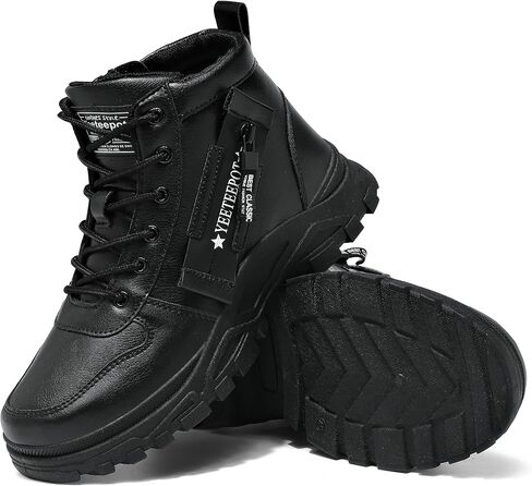 Women's Ankle Boots Lace Up Outdoor Booties Black, US 8.5 | Side Zipper Walking Shoes Anti-Slip Sneakers Wide Feet Short Boots Flat Fashion Combat Booties Women Comfortable Hiking Shoe in Kuwait
