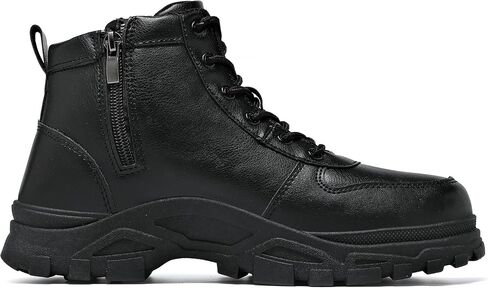 Women's Ankle Boots Lace Up Outdoor Booties Black, US 8.5 | Side Zipper Walking Shoes Anti-Slip Sneakers Wide Feet Short Boots Flat Fashion Combat Booties Women Comfortable Hiking Shoe in Kuwait