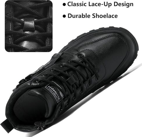 Women's Ankle Boots Lace Up Outdoor Booties Black, US 8.5 | Side Zipper Walking Shoes Anti-Slip Sneakers Wide Feet Short Boots Flat Fashion Combat Booties Women Comfortable Hiking Shoe in Kuwait