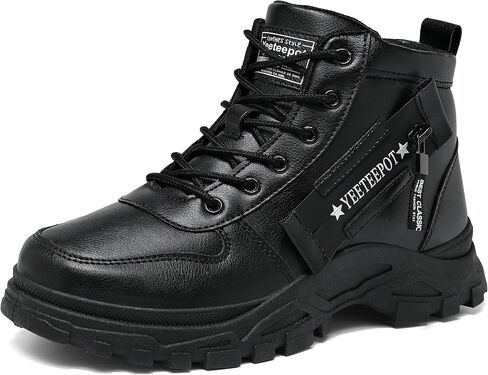 Women's Ankle Boots Lace Up Outdoor Booties Black, US 8.5 | Side Zipper Walking Shoes Anti-Slip Sneakers Wide Feet Short Boots Flat Fashion Combat Booties Women Comfortable Hiking Shoe in Kuwait