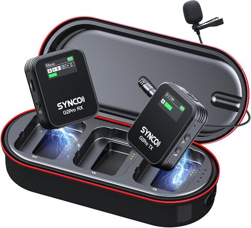 ميكروفون SYNCO اللاسلكي Lavalier 2.4G Lav Mic مع علبة شحن 656FT 8H للبث المباشر عبر الإنترنت على YouTube للكاميرا والهواتف الذكية اللوحية (1TX+1RX(مع شاشة + 8 جيجابايت) in Kuwait