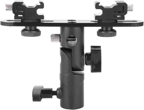 Dual Hot Shoe Flash Mount Durable Adjustable Bracket for Photography Lovers Metal Black 1 Unit in Saudi Arabia