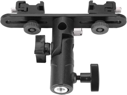 Dual Hot Shoe Flash Mount Durable Adjustable Bracket for Photography Lovers Metal Black 1 Unit in Saudi Arabia