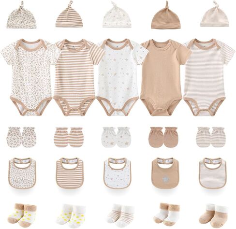 Newborn Baby Layette Gift Set 25-Piece Infant Boy Girl Clothes Essentials and Accessories 0-12 Months in Kuwait