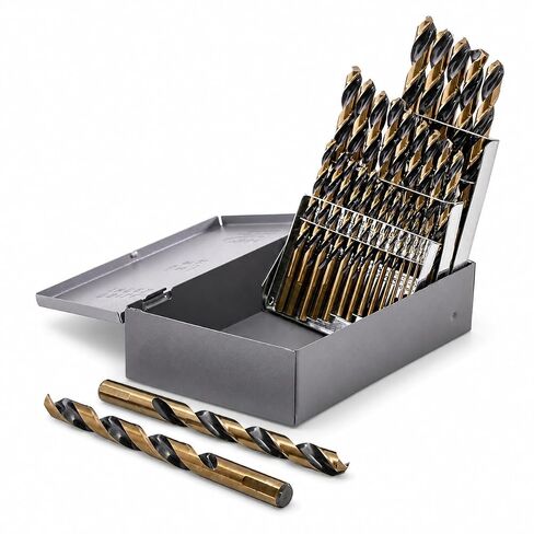 Stark USA 29 Pieces Turbo Step Stepped Point Tip Drill Bit Spiral Shank Set M35 Cobalt Drilling Acrylic, Steel, Hard Metal, 1/16" to 1/2" Round Case in Saudi Arabia