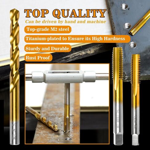 M12x1.25 Tap and 10.8mm Drill Bit for Metal,M2 HSS Metric Drill and Tap Set | Combination of Drill and Tap Kit for Metal in Saudi Arabia