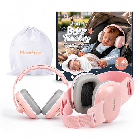 2-in-1 Baby Ear Muffs for Sound Reduction, Hearing Protection for Airplane, Fireworks, Soft & Comfort Noise Cancelling Headphones with Adjustable Headband for Babies and Toddlers(3-48 Months) in Kuwait