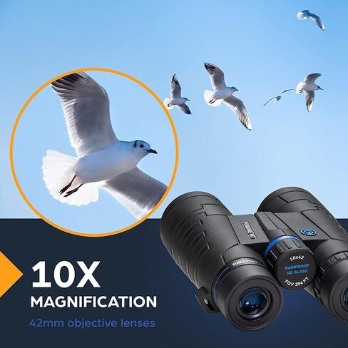TSO Turbine HD 10x42 Roof Prism Binoculars for Adults, HD Glass with Multi-Coated Optics, 15.5mm Long Eye Relief, Rainproof Binoculars for Bird Watching, Hunting, Hiking, Travel & Wildlife Viewing in Saudi Arabia