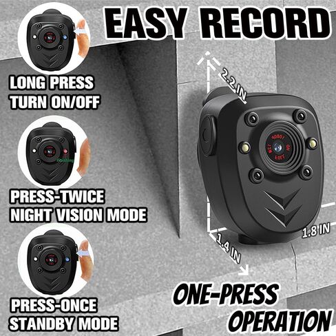 Mini Body Camera Video Recorder Built-in 128GB Card with Night Vision IR & Loop Record HD 1080P, 6 HR Battery Life Police Cam for Outdoor, Law Enforcement, Security Guard (128G With Magnetic Lanyard) in Saudi Arabia