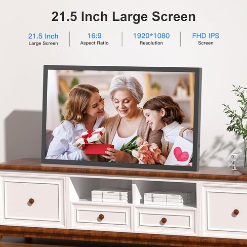 21.5 inch Large Digital Picture Frame Digital Photo Frame WiFi - 64GB, IPS FHD, Auto Rotate, Load Photos Videos from Phone via App Email, Free Cloud, Wall Mounted, Gift for Family, No Touchscreen in Kuwait