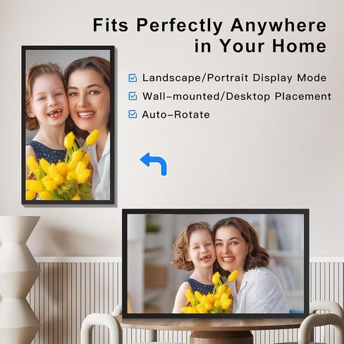 21.5 inch Large Digital Picture Frame Digital Photo Frame WiFi - 64GB, IPS FHD, Auto Rotate, Load Photos Videos from Phone via App Email, Free Cloud, Wall Mounted, Gift for Family, No Touchscreen in Kuwait