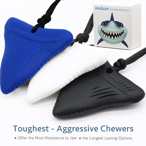 Xtra Tough (XT) Shark Tooth Chew Necklace for Kids - Chewing Necklace Teether Necklace Chew Toys Teething Toys - Designed for Chewing, Autism Sensory Teether Toy (Toughest - Aggressive Chewer) in Kuwait