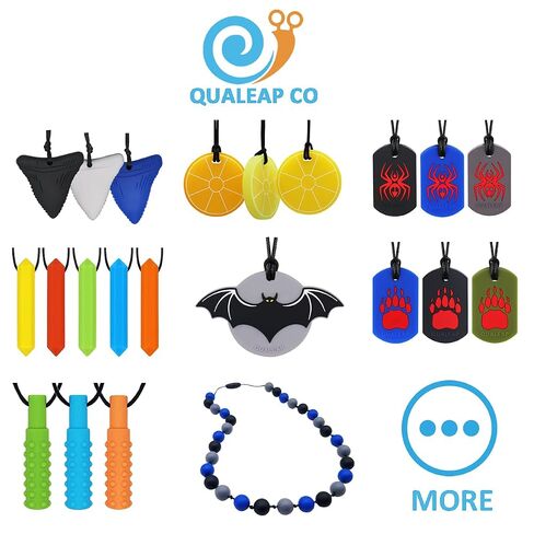 Xtra Tough (XT) Shark Tooth Chew Necklace for Kids - Chewing Necklace Teether Necklace Chew Toys Teething Toys - Designed for Chewing, Autism Sensory Teether Toy (Toughest - Aggressive Chewer) in Kuwait