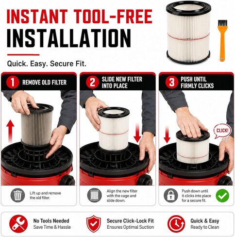2pcs 38754 Filter for Craftsman CMXZVBE38754 General 5-20 Gal. Wet Dry Vac | Red Stripe Filters Fits 5 to 20 Gallon Shop Vacuums Since 1988; Check Vacuum Model and Filter Shape First. in Kuwait