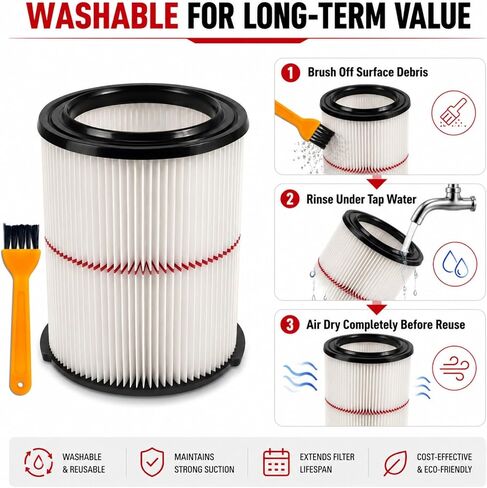 2pcs 38754 Filter for Craftsman CMXZVBE38754 General 5-20 Gal. Wet Dry Vac | Red Stripe Filters Fits 5 to 20 Gallon Shop Vacuums Since 1988; Check Vacuum Model and Filter Shape First. in Kuwait