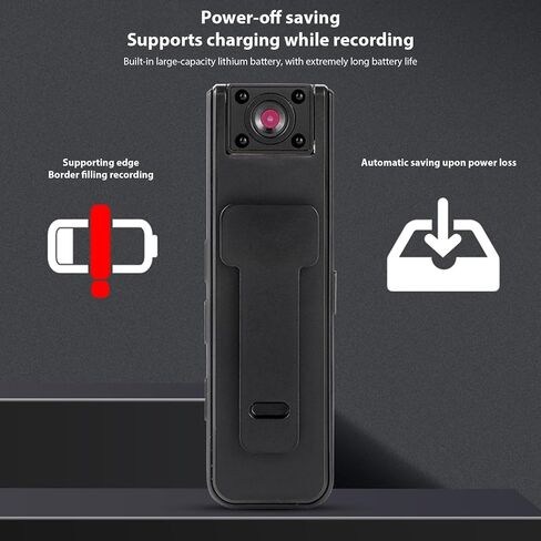 Body Camera, 1080P 180° Rotatable Lens, Infrared Night Vision, 5H Continuous Recording, One Button Operation, 3.35 Inch Mini Wearable Camera for Outdoor Sports Night Running Vlogging in Kuwait