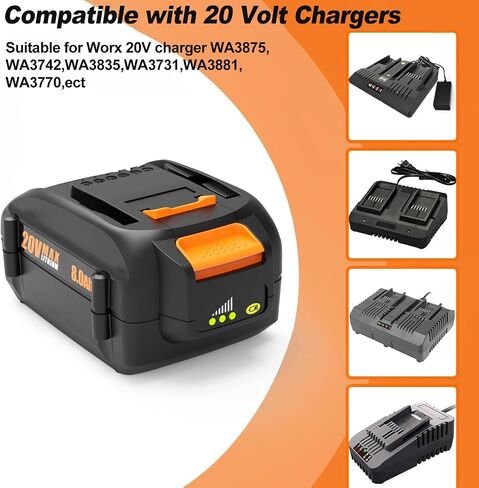 20v 8.0Ah Replacement for Worx 20v Battery WA3520 WA3525 WA3575 WA3578 in Kuwait