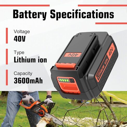 شاحن واستبدال Munikind 3.6Ah لبطارية بلاك اند ديكر 40 فولت | ليثيوم LBX2040 LBXR36 LBXR2036 LST540 LCS1240 LBX1540 LST136W متوافق مع أدوات سلسلة بلاك ديكر 40 فولت in Kuwait