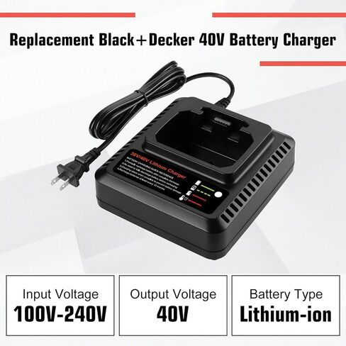 شاحن واستبدال Munikind 3.6Ah لبطارية بلاك اند ديكر 40 فولت | ليثيوم LBX2040 LBXR36 LBXR2036 LST540 LCS1240 LBX1540 LST136W متوافق مع أدوات سلسلة بلاك ديكر 40 فولت in Kuwait