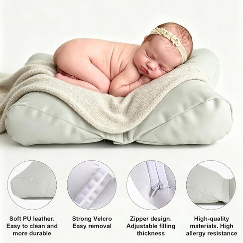Newborn Photography Props Butterfly Posing Pillow, for Infants 0-6 Months, White | Adjustable, Skin-Friendly, PU Leather, Soft Cotton Filling, Easy Removal and Clean, Vacuum Packaging, High-quality Materials in Saudi Arabia