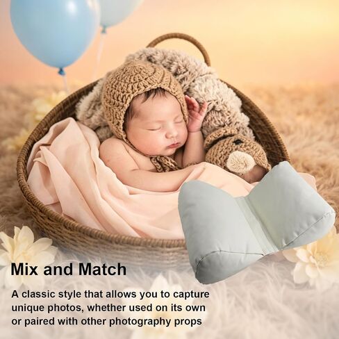 Newborn Photography Props Butterfly Posing Pillow, for Infants 0-6 Months, White | Adjustable, Skin-Friendly, PU Leather, Soft Cotton Filling, Easy Removal and Clean, Vacuum Packaging, High-quality Materials in Saudi Arabia